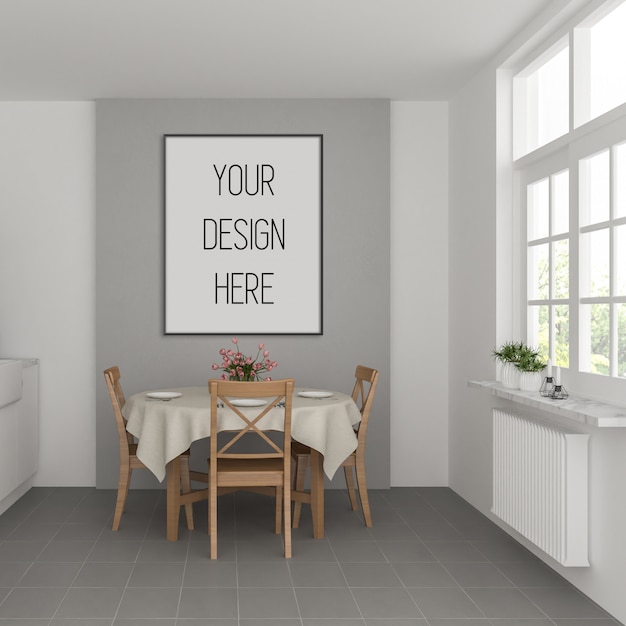 Download Poster mockup, kitchen with vertical frame, scandinavian ...