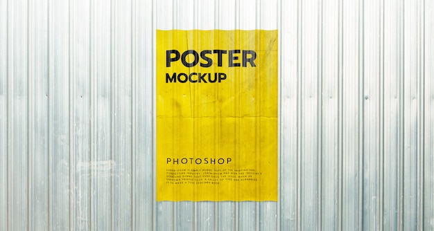 Download Poster mockup on metal sheet container | Premium PSD File