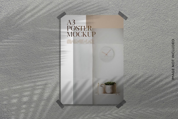 Download Premium PSD | Poster mockup print on wall with leaf shadow