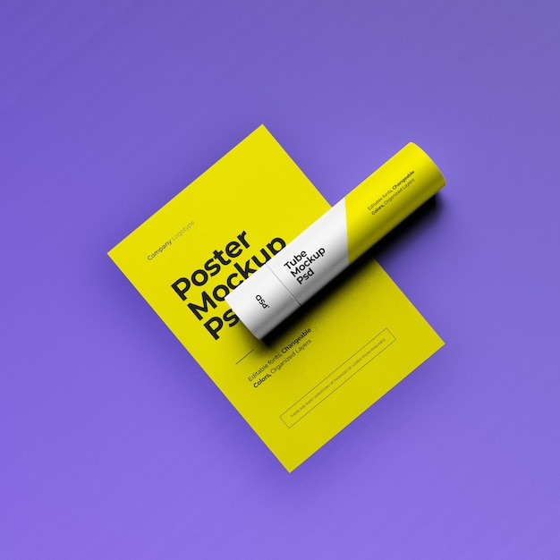Download Premium Psd Poster Mockup With Paper Tube Mockup PSD Mockup Templates