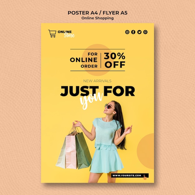 Poster template for online fashion sale | Free PSD File