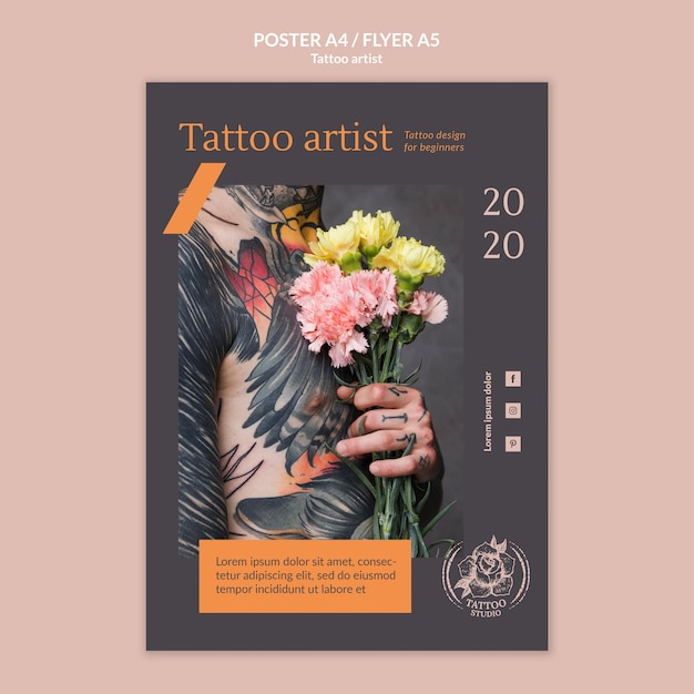 Poster template for tattoo artist | Free PSD File