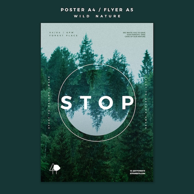 Download Poster template for wild nature with forest | Free PSD File