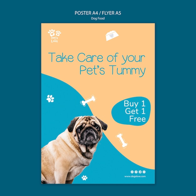 Poster template with dog food | Free PSD File