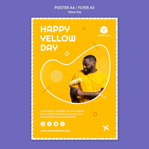 Download Poster template for yellow day | Free PSD File