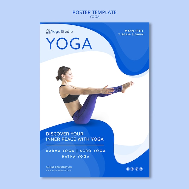 Free PSD | Poster template for yoga fitness