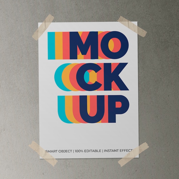 Download Free PSD | Poster with tape mockup