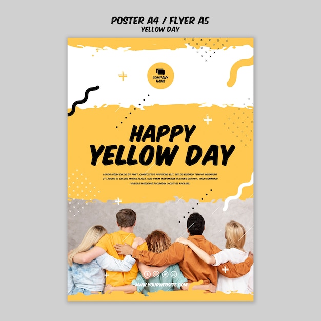 Download Poster with yellow day template | Free PSD File