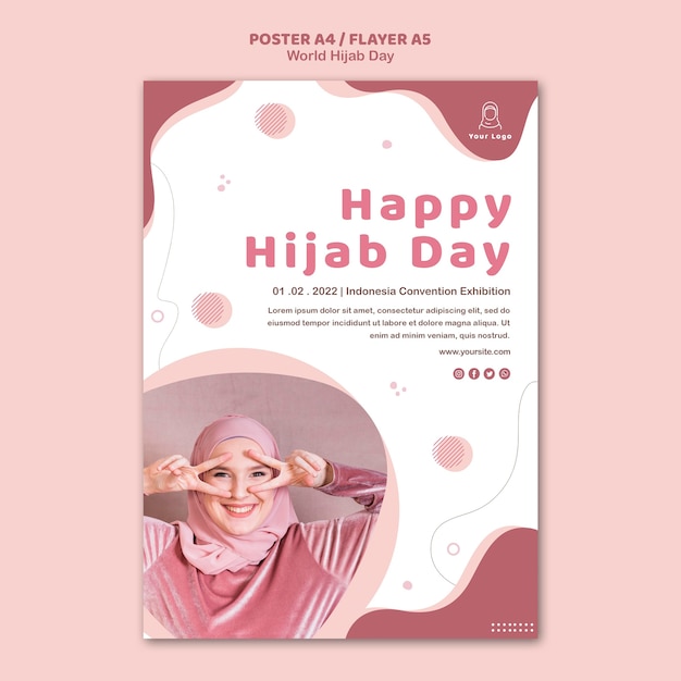 Free PSD | Poster for world hijab day celebration