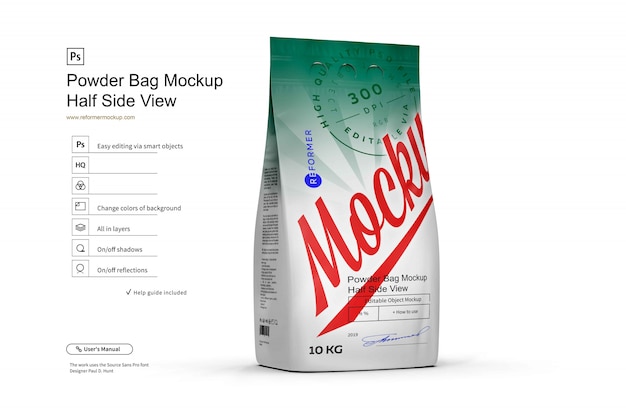 Download Powder bag mockup half side view 10kg PSD file | Premium ...