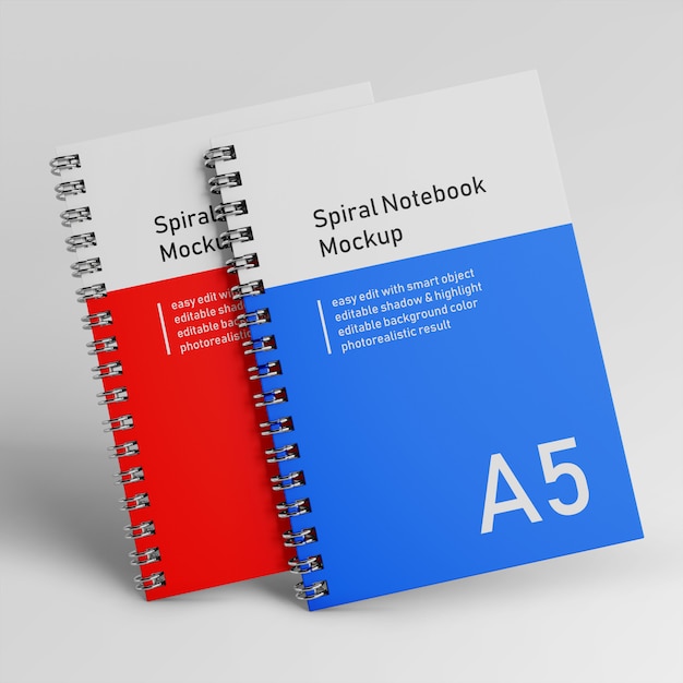 Download Premium Psd Premium Two Office Hardcover Spiral Binder Notepad Mockup Design Templates In Front View