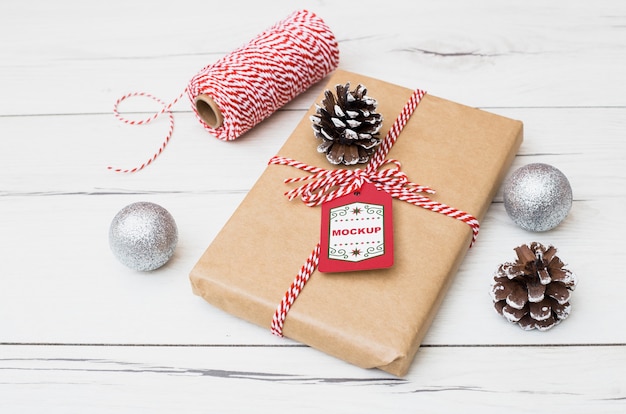 Download Present box mockup with christmas concept | Free PSD File