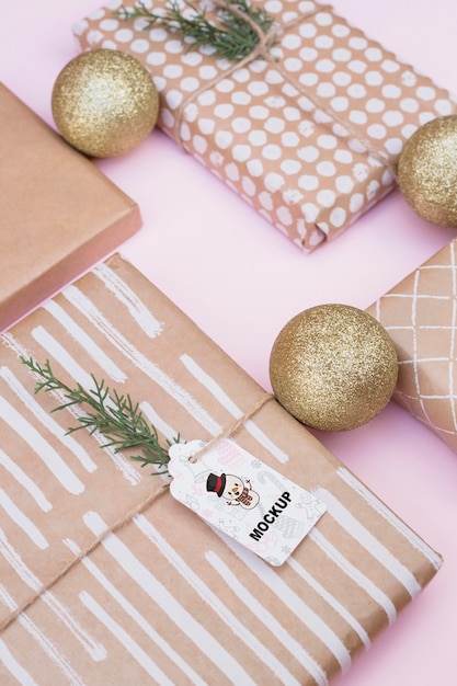 Download Present box mockup with christmas concept | Free PSD File