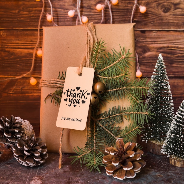 Download Present box mockup with christmas concept PSD file | Free ...