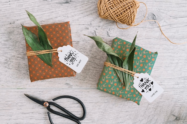 Download Present box mockup with leaves PSD file | Free Download