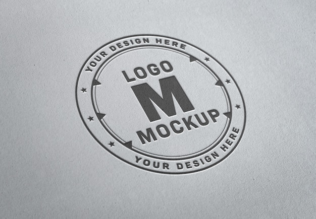 Download Pressed logo on white paper texture mockup | Premium PSD File