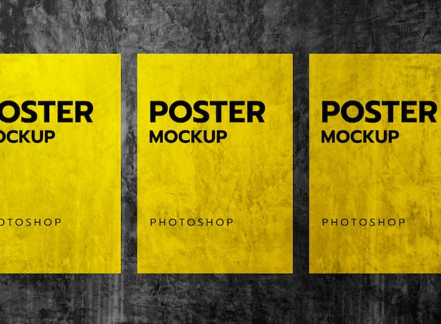 Download Print poster on grunge wall mockup | Premium PSD File