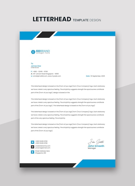 Premium PSD | Probational corporate letterhead template deisgn