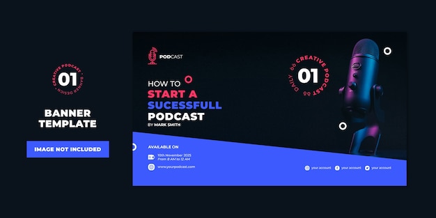 Premium PSD Professional banner template podcast concept template