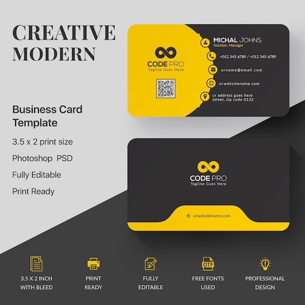 Professional business card mockup Free Psd