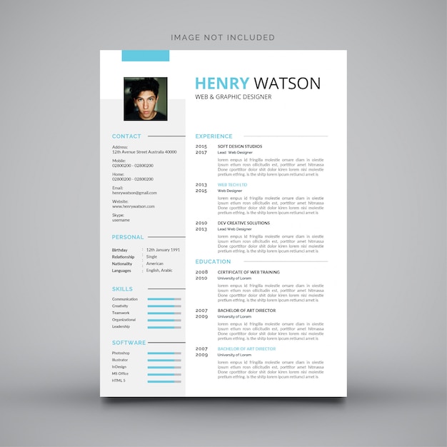 Professional curriculum vitae template PSD file | Premium Download