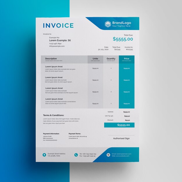 Premium PSD | Professional invoice document