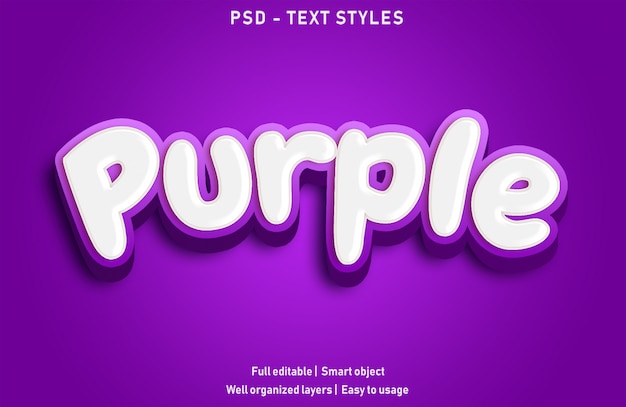 Premium PSD | Purple text effects style editable psd