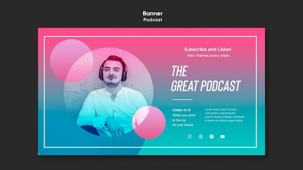 Free PSD Radio podcast banner template