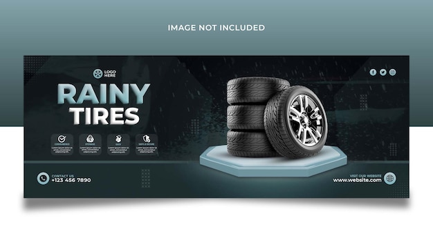  Rainy tires facebook cover banner template design Premium Psd