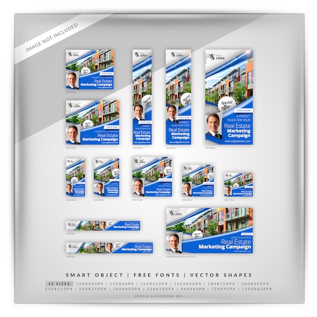 Premium PSD | Real estate agent google banner set