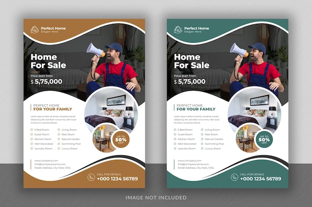 Real estate business flyer design and brochure cover page template Premium Psd