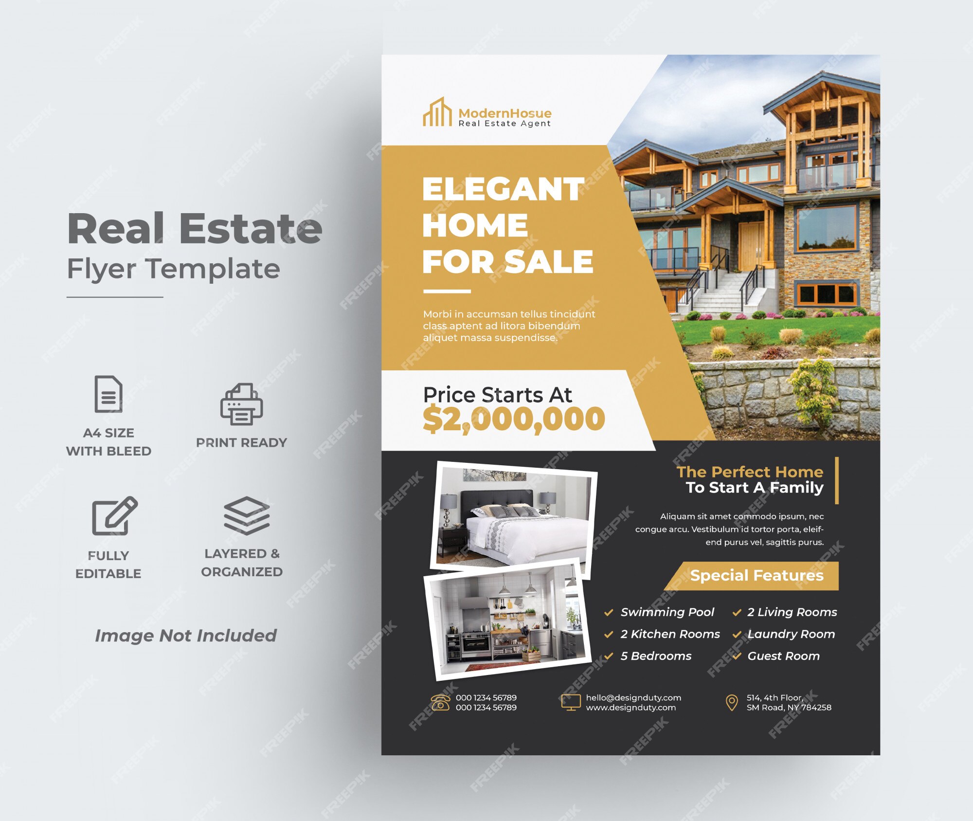 Premium PSD | Real estate flyer template