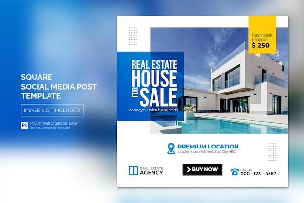  Real estate house property instagram post or square web banner advertising template