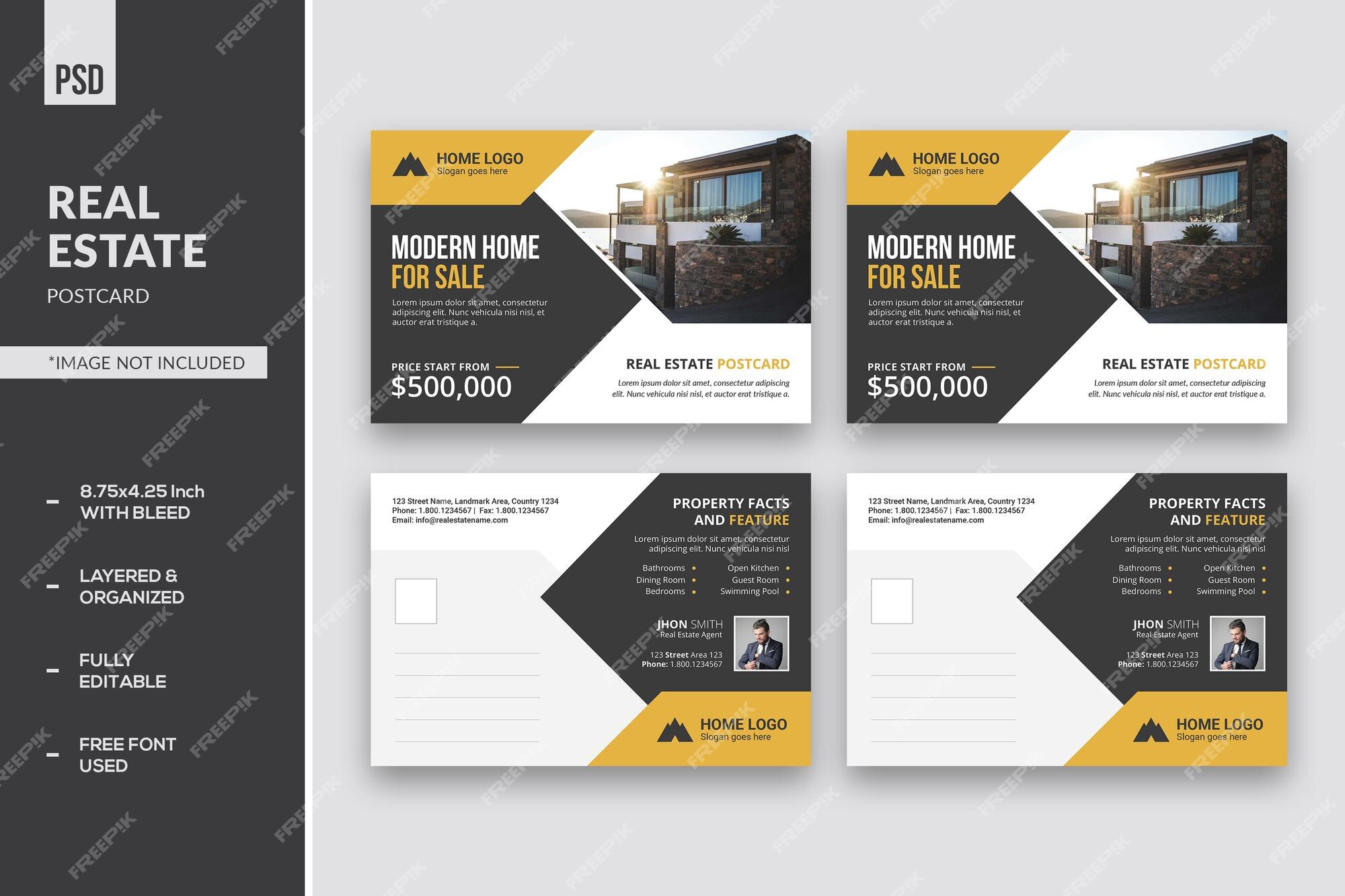 Premium PSD | Real estate postcard