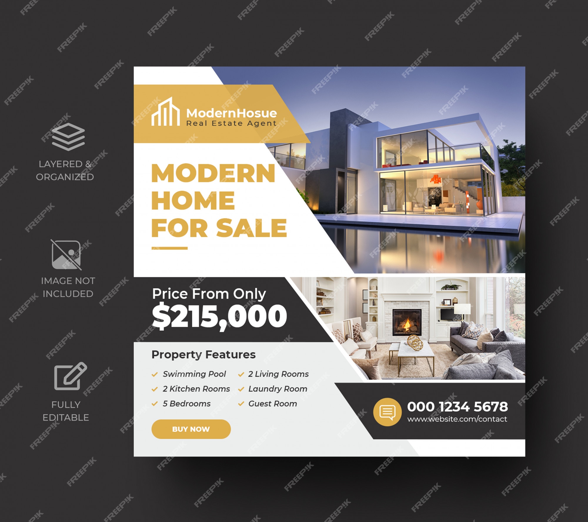 Premium PSD | Real estate social media banner or square flyer template