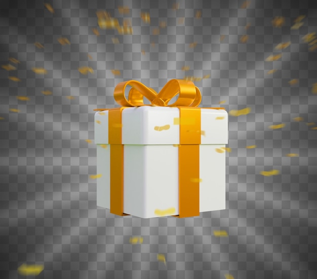 Premium PSD | Realistic 3d Gift Box Wrapped Golden Ribbon