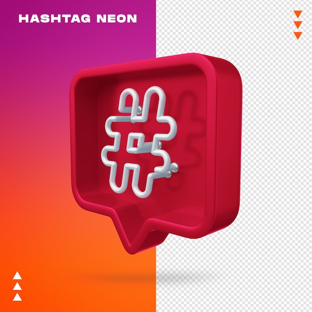 Premium PSD | Realistic 3d hashtag neon