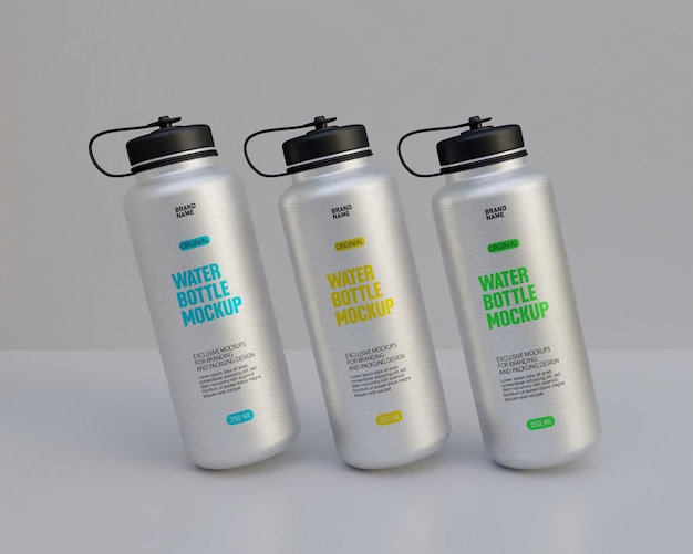 Premium PSD | Realistic 3d water bottle and sports water bottle