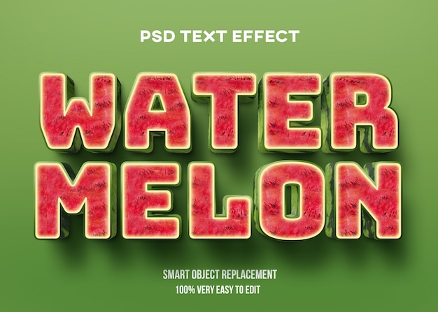  Realistic 3d watermelon text effect Premium Psd