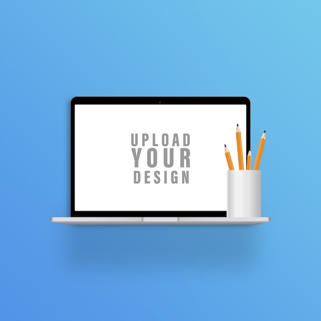 Download Realistic black laptop mockup with blank screen with ...