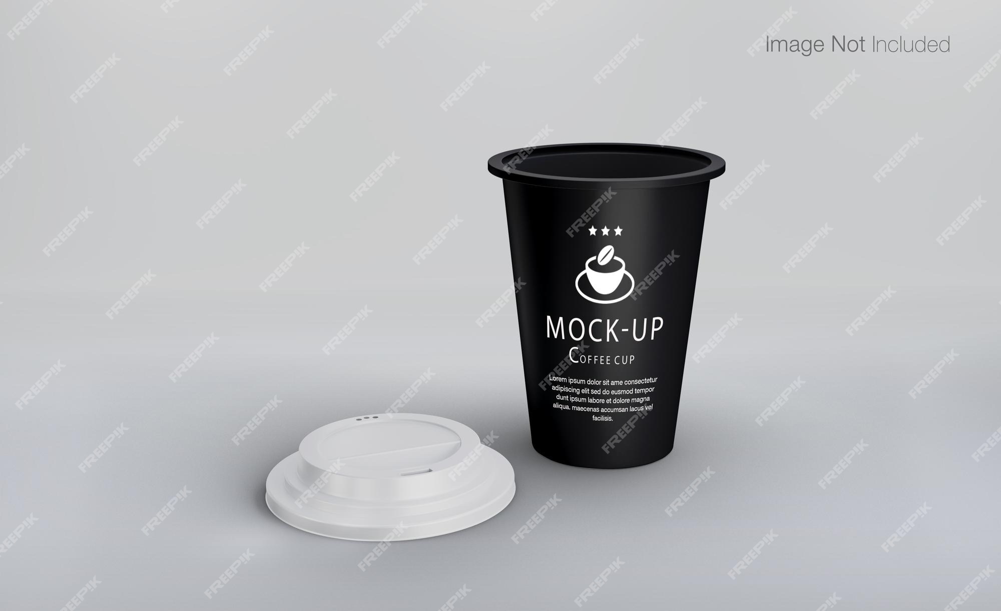 Premium PSD | Realistic black paper cups mockup with lids