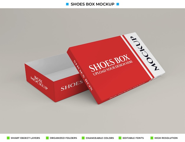 Download Premium PSD | Realistic carton shoes box mockup design