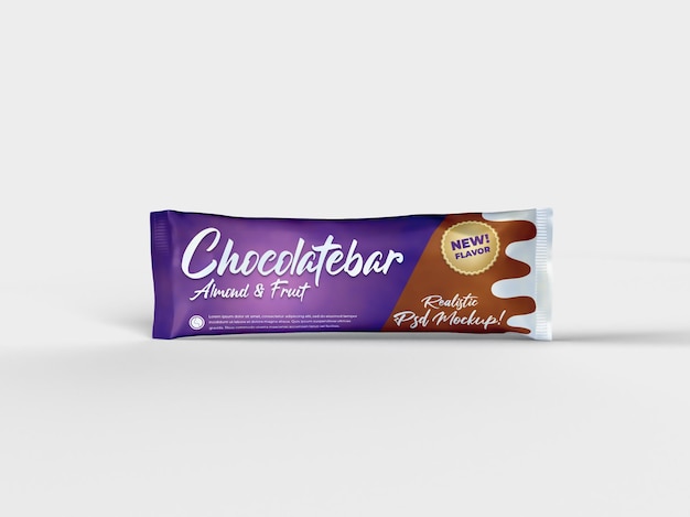 Download Premium Psd Realistic Chocolate Bar Snack Glossy Doff Packaging Mockup Front View