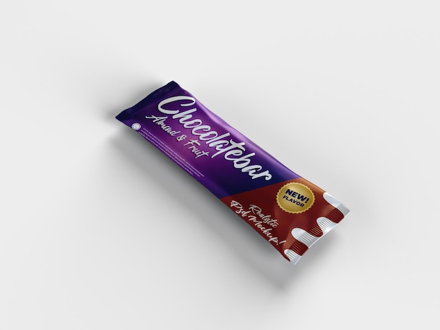 Download Premium Psd Realistic Chocolate Bar Snack Glossy Doff Packaging Mockup Laying View