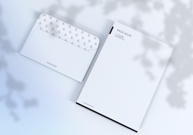 Download Premium Psd Realistic Clean White Monarch Envelope And Letterhead Mockup PSD Mockup Templates