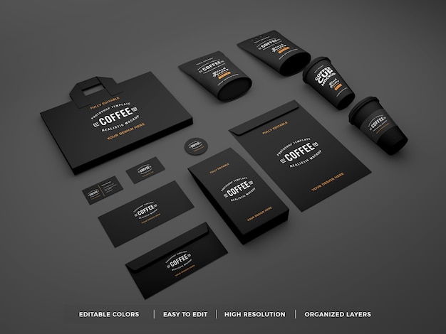 Download Premium PSD | Realistic coffee brand identity and ...