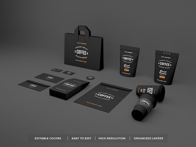 Download Premium PSD | Realistic coffee brand identity and stationery mockup