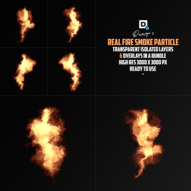 Premium PSD | Realistic fire smoke particle isolated overlay