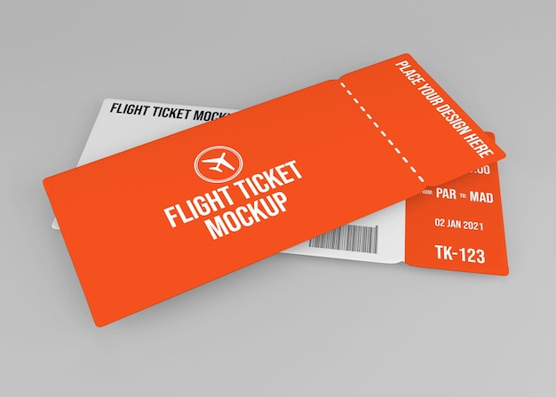 Download Premium PSD | Realistic flight ticket mockup design isolated