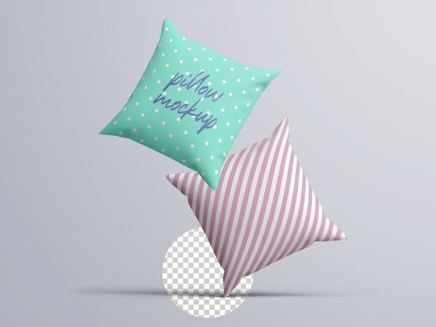 Download Premium PSD | Realistic floating fabric cushion pillows mockup